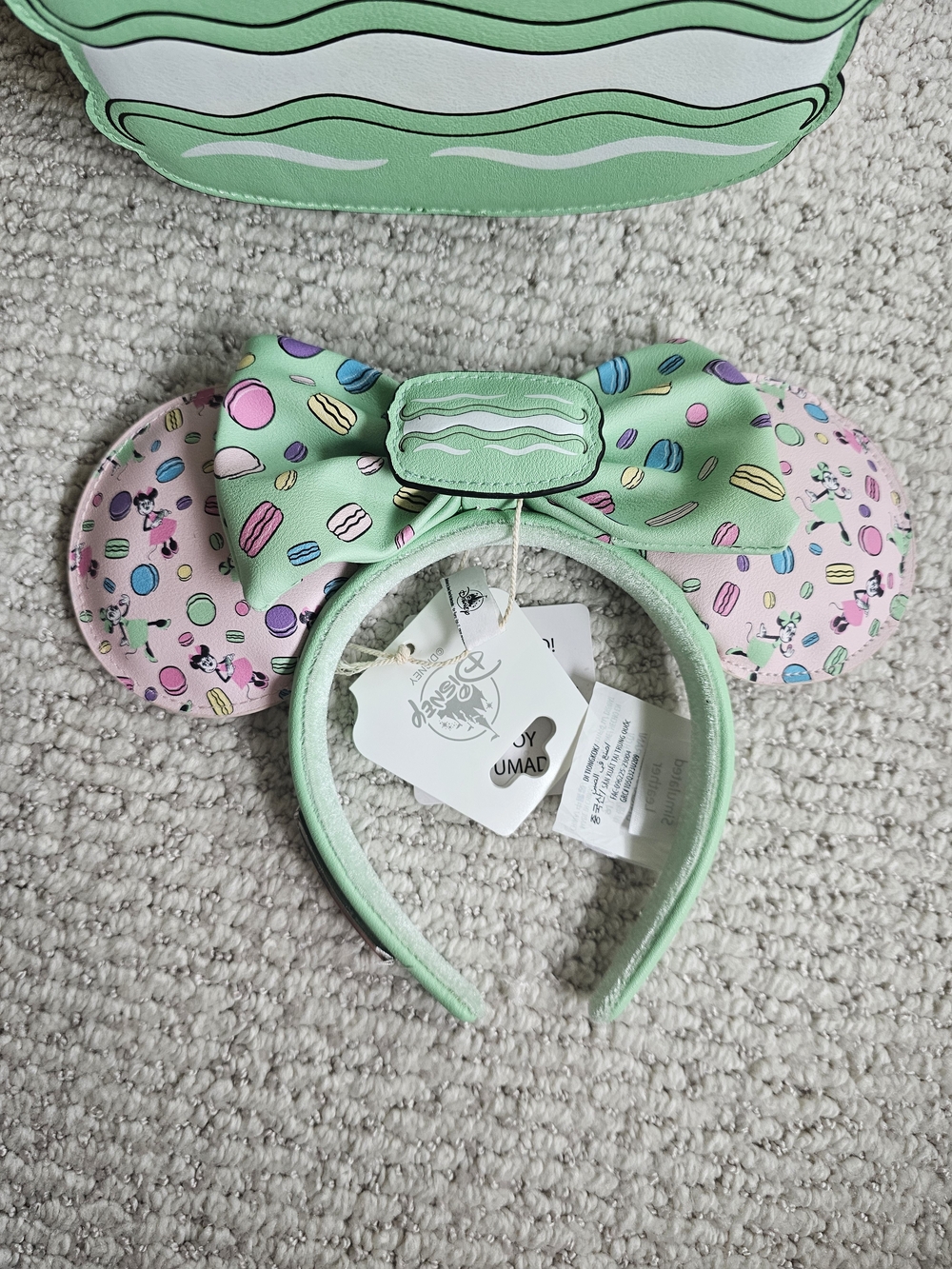 Rare Loungefly Macaron Print Pink & Mint Mini Backpack with Ears Headband - Picture 2 of 10